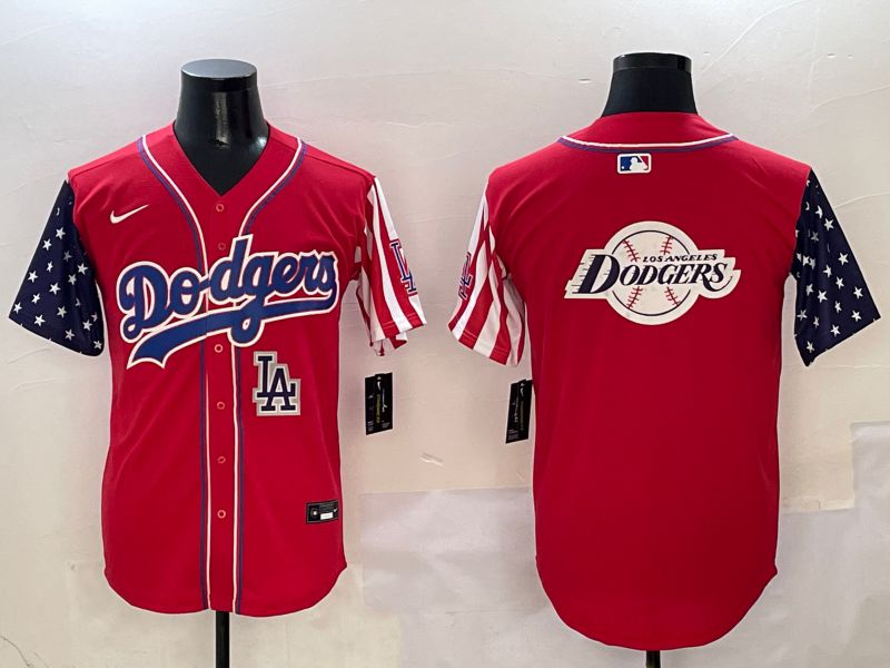 Men Los Angeles Dodgers Blank Red a generation of national flags Joint name 2025 Nike MLB Jersey style 40